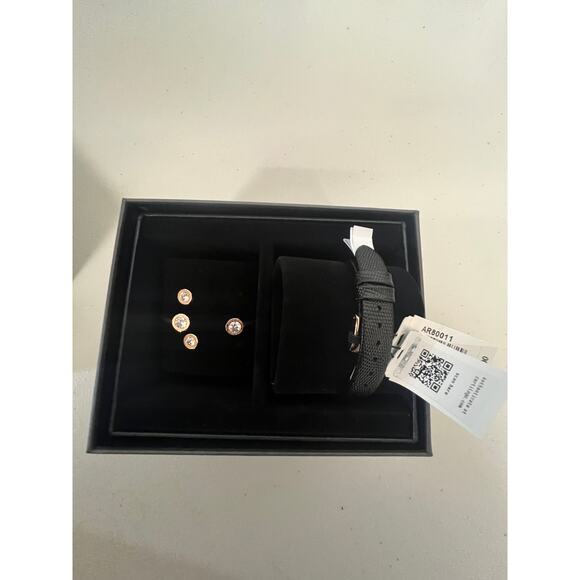 Emporio Armani AR80011 Two-Hand Black Leather Watch